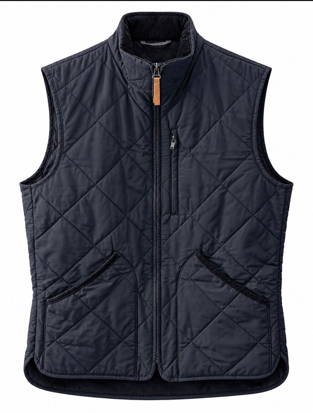 J. Crew Sussex Quilted Exposed Zip PrimaLoft Vest Corduroy Trim Navy Size Small